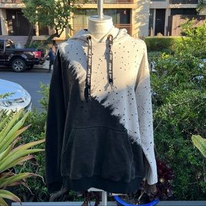 EMMA & SAM Distressed Color Blocked Hoodie Size Medium Unisex